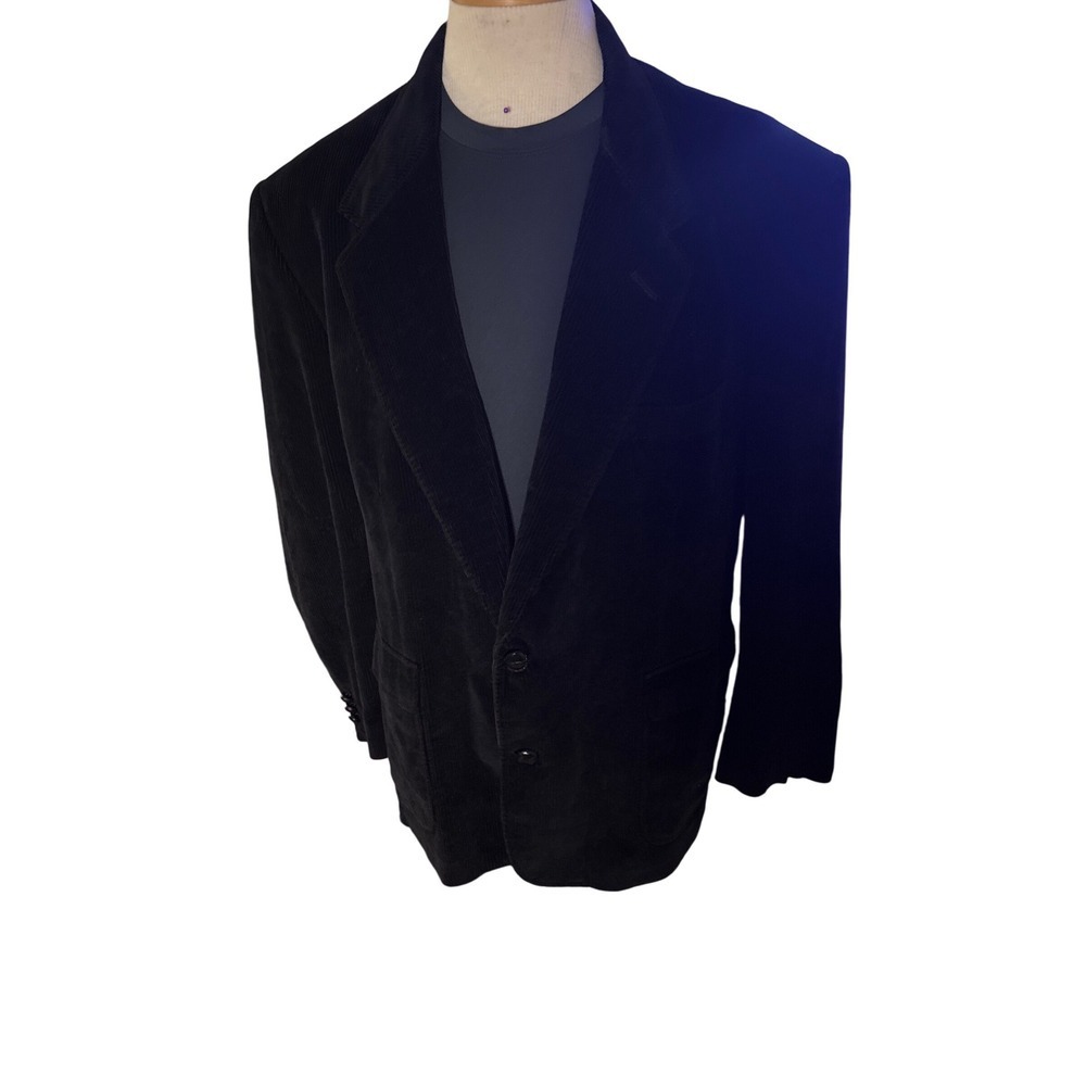 Vintage David Taylor Black Corduroy Blazer 2 Button Sport Coat Menswear 46 R